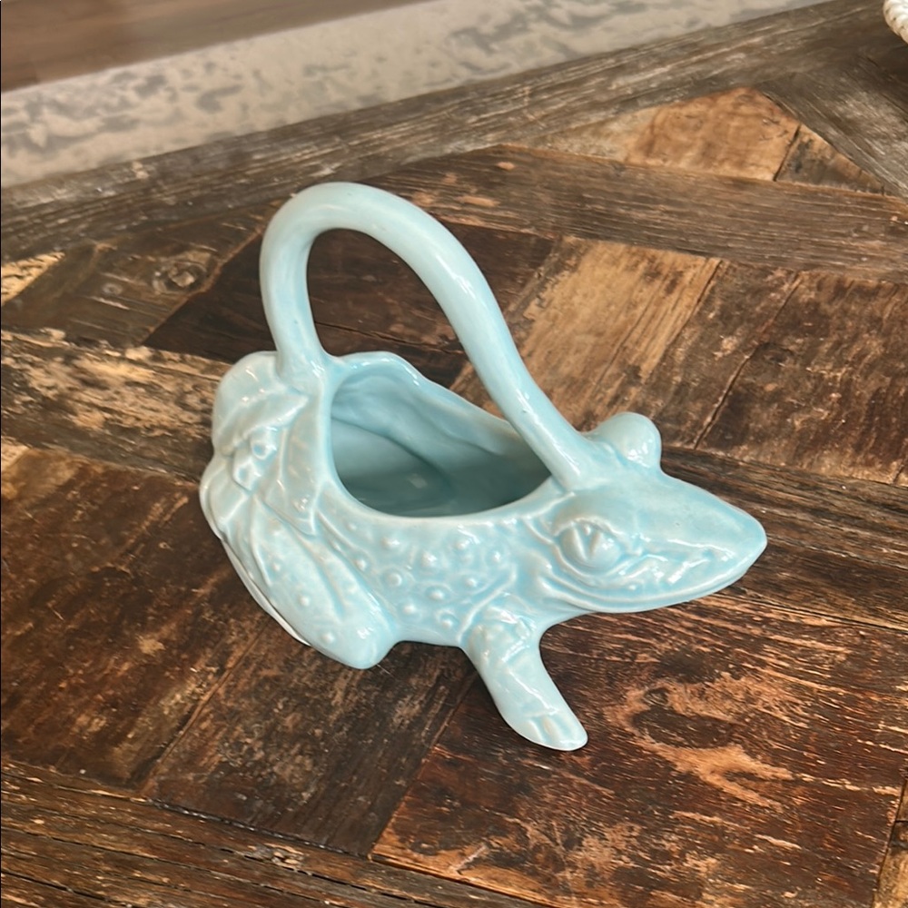 Light Blue Frog watering pitcher,marked McCoy USA on bottom. - Picture 2 of 5